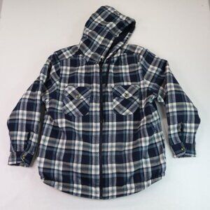 Plaid Mens Lined Utility Jacket XXL U.S. Life Hooded Pockets Long Sleeve Coat